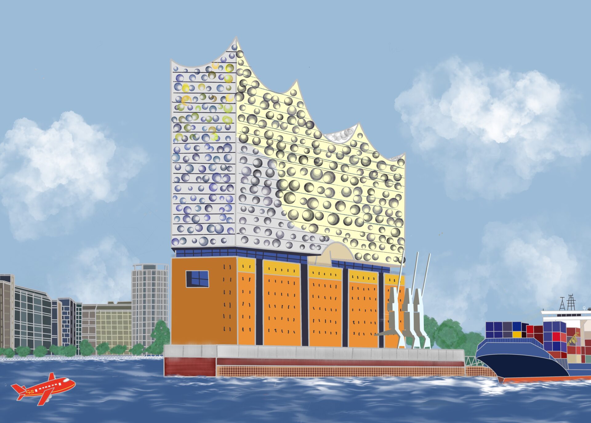 Elbphilharmonie in Hamburg - digital painting - Gabriele Schreiber - travelpaintings -01