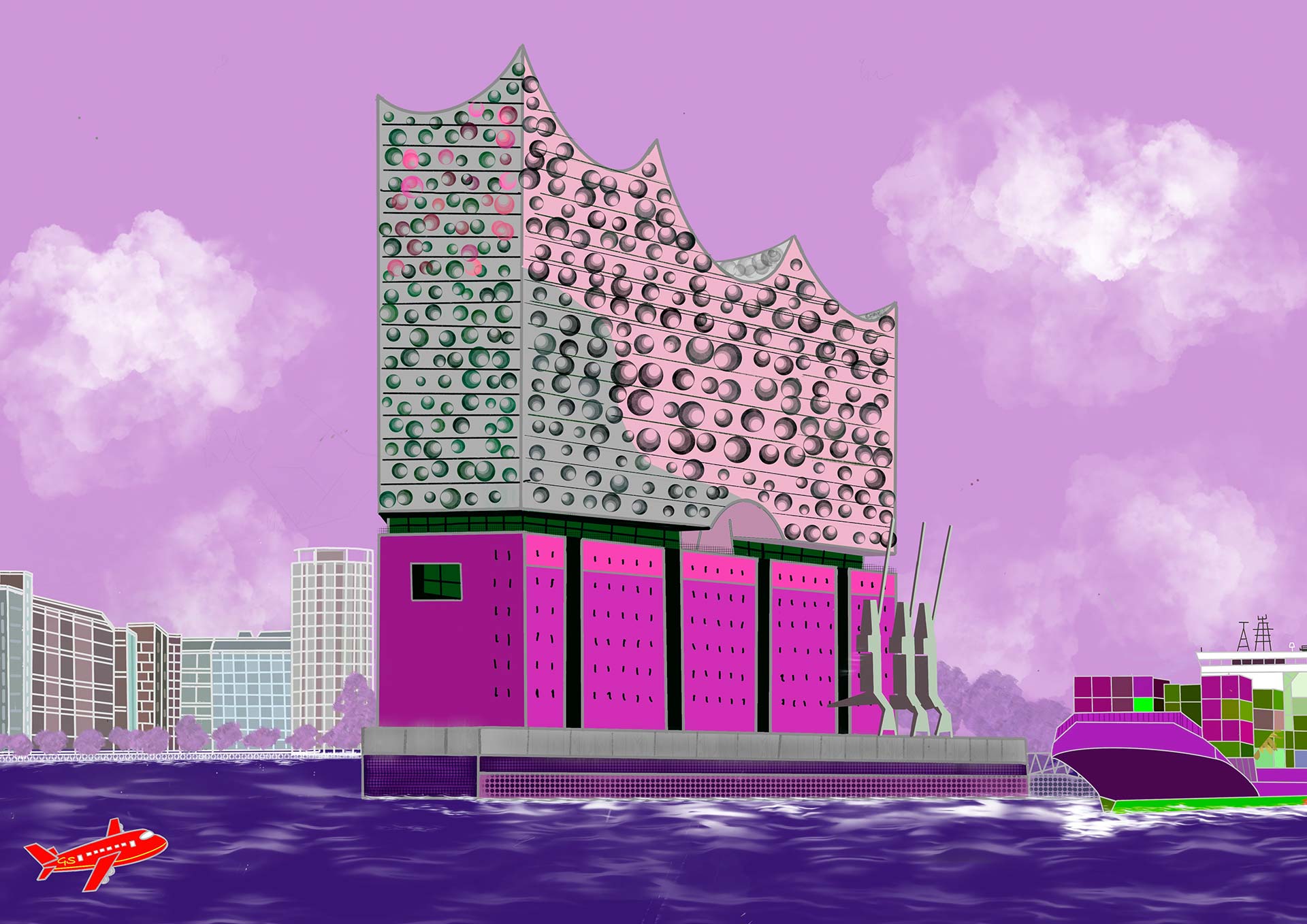 Travelpaintings - Gabriele Schreiber - Elbphilharmonie, Hamburg, Germany - 003