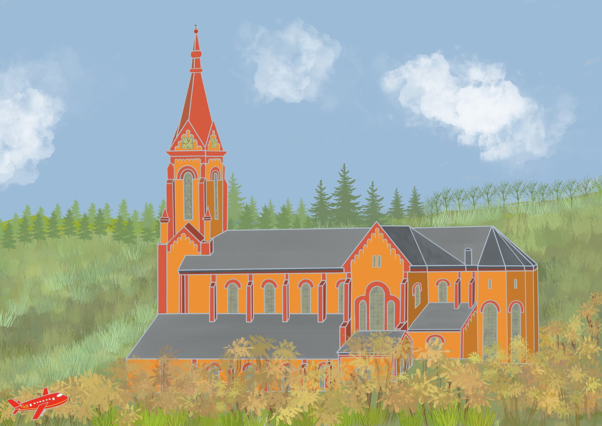 Erftaldom / Erftal Cathedral in Hardheim (D) - digital painting - Gabriele Schreiber - travelpaintings -01