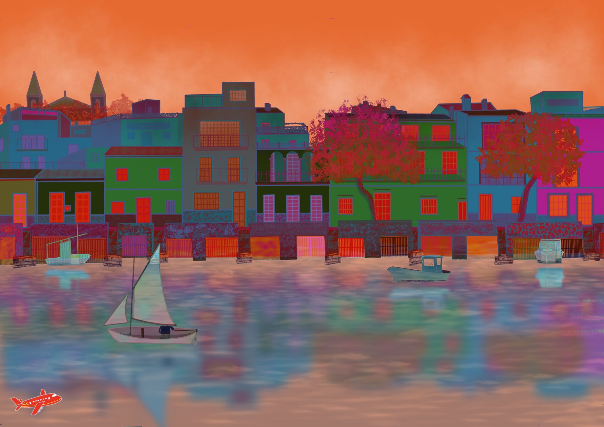 Historischer Hafen / Historic Harbor in Portocolom, Mallorca - Digital Painting - Gabriele Schreiber - Travelpaintings - 02