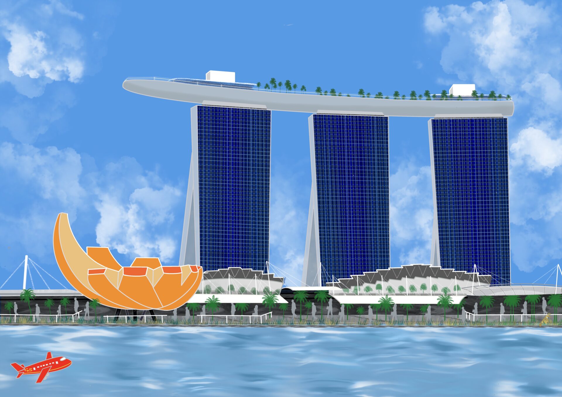 Marina Bay Sands in Singapur / Singapore - digital painting - Gabriele Schreiber - travelpaintings - 01