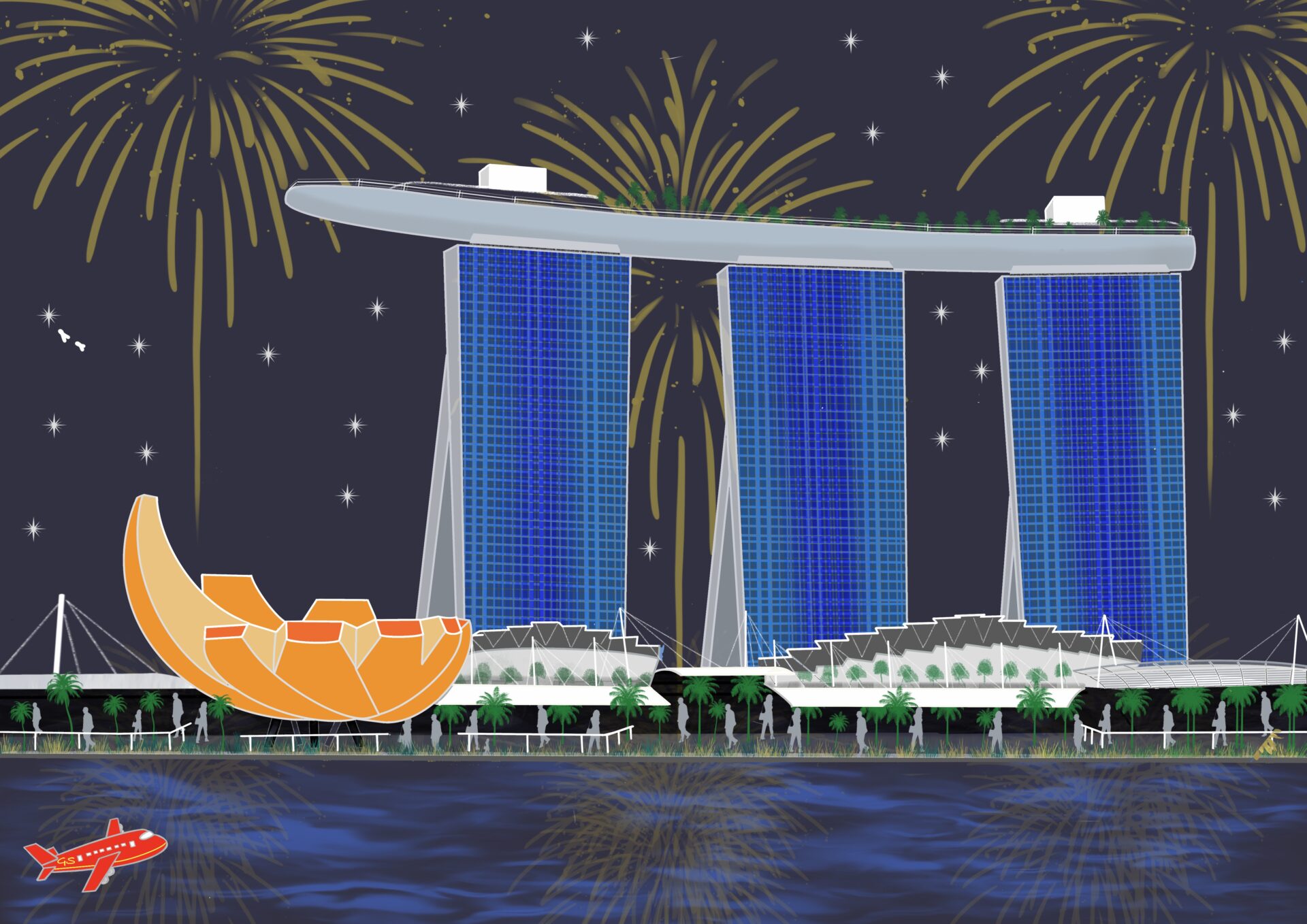 Marina Bay Sands in Singapur / Singapore - digital painting - Gabriele Schreiber - travelpaintings - 02
