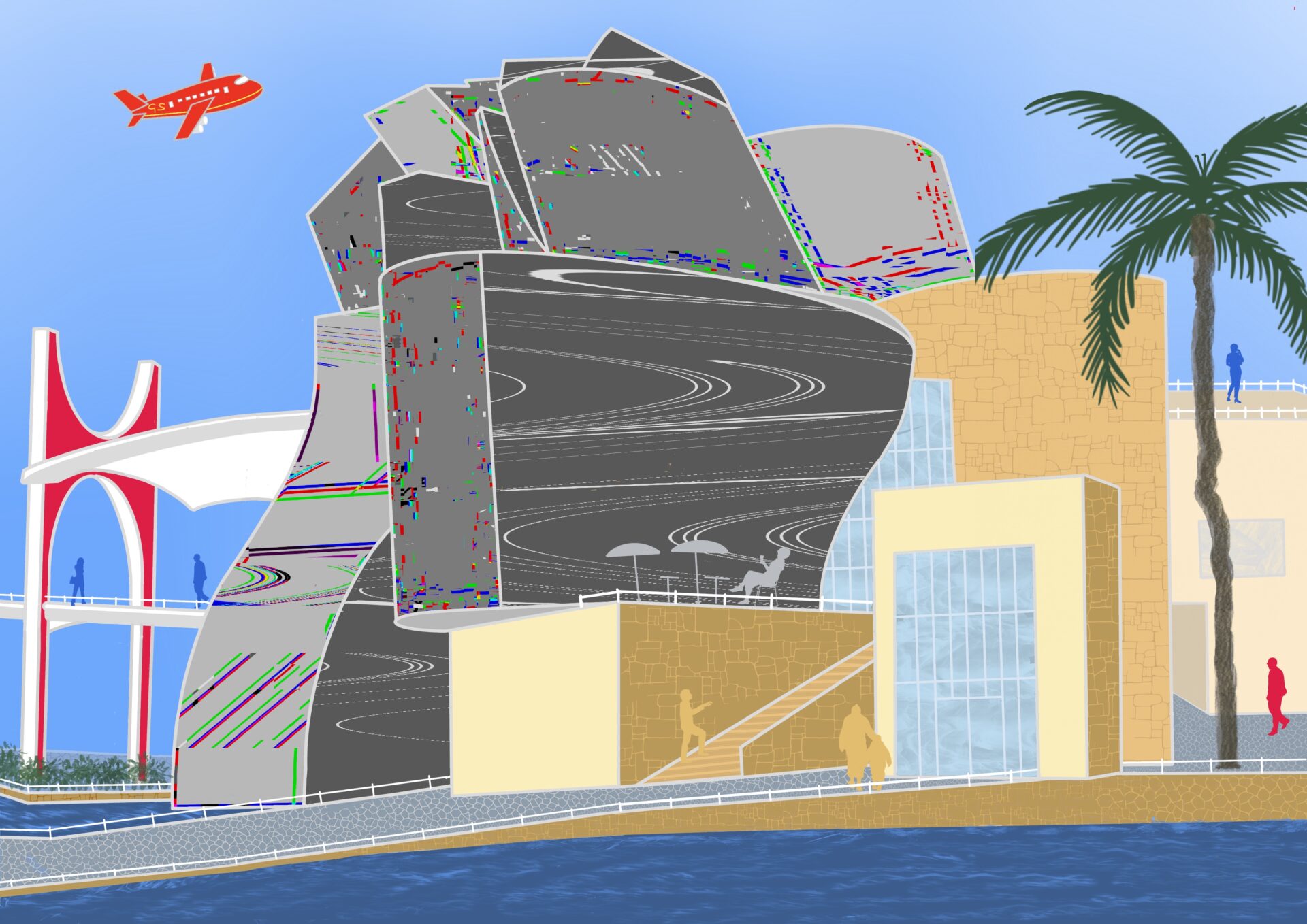 Guggenheim Museum in Bilbao -digital painting -Gabriele Schreiber - travelpaintings -01