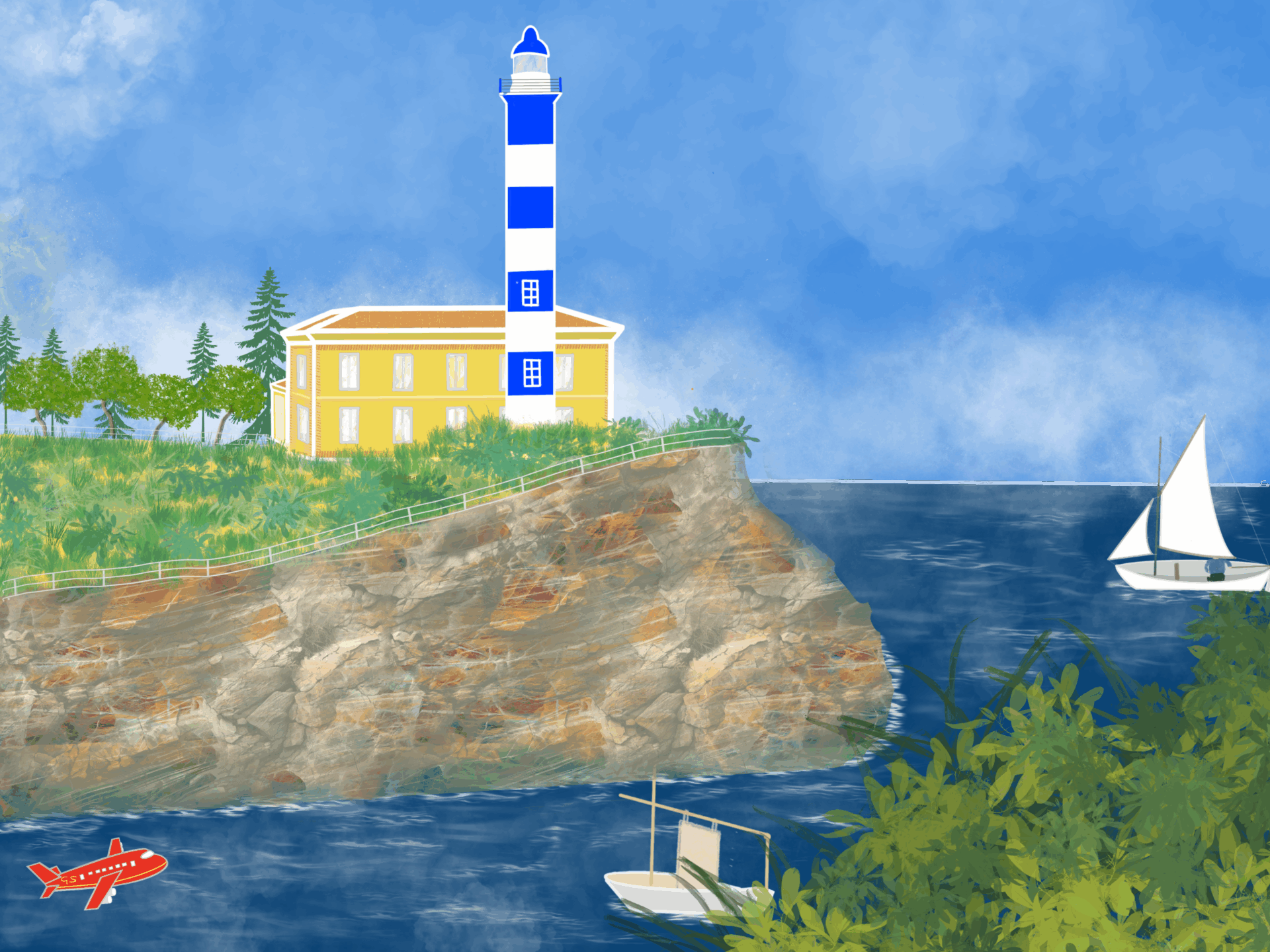 Travelpaintings - Gabriele Schreiber - Leuchtturm Portocolom I, Mallorca - 001