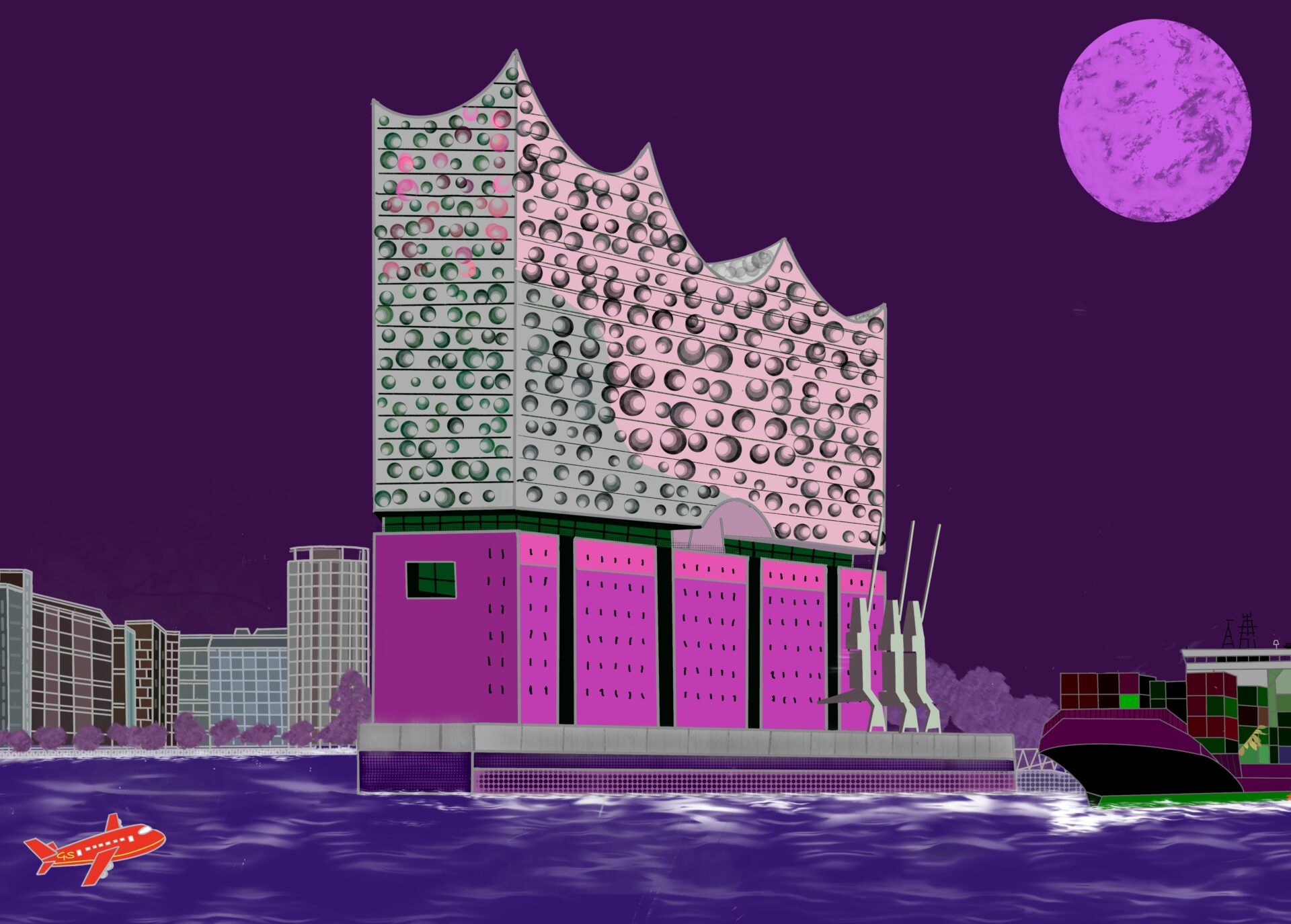 Elbphilharmonie in Hamburg - digital painting - Gabriele Schreiber - travelpaintings -02