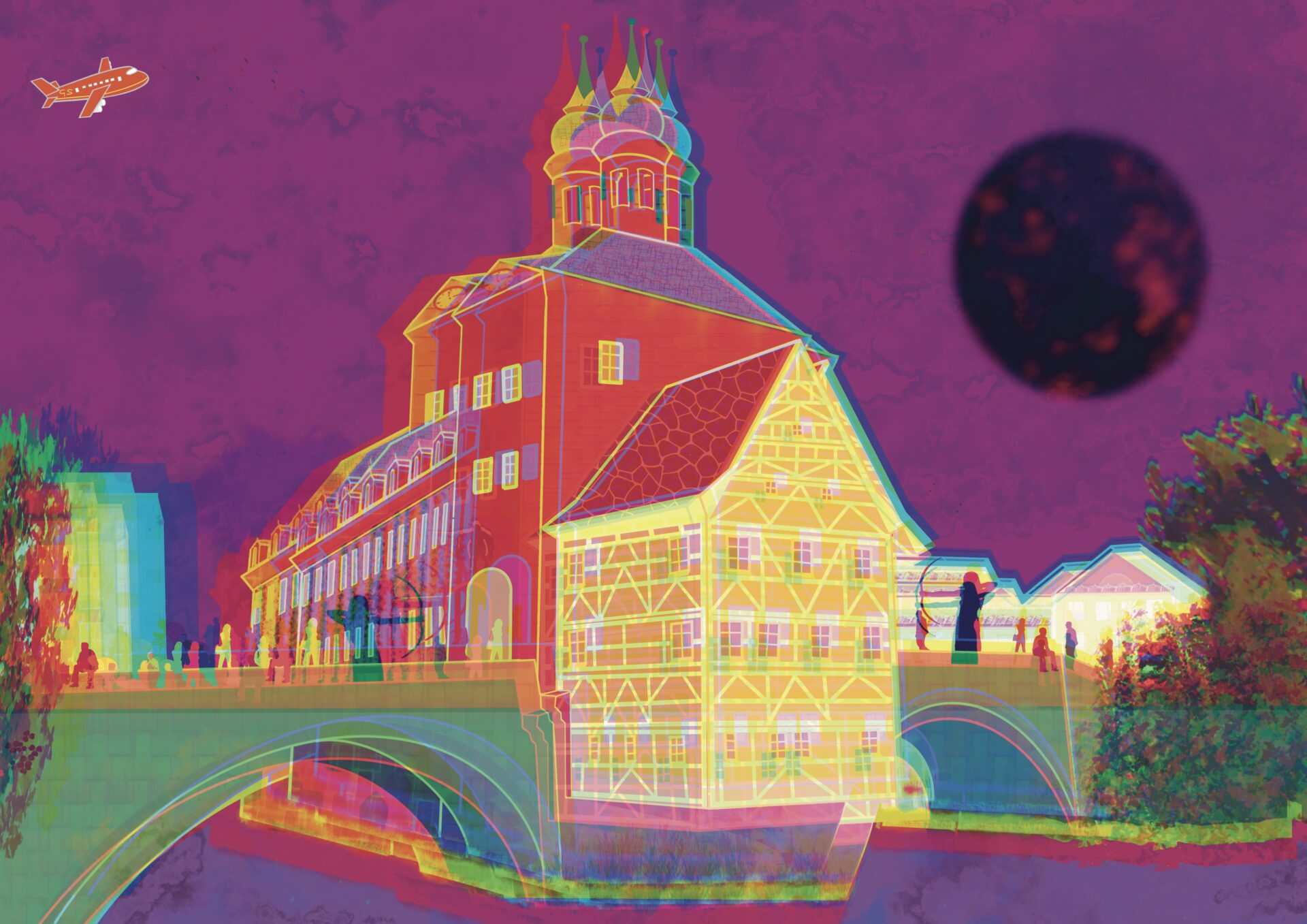 Altes Rathaus in Bamberg an der Regnitz - Digital Painting, Gabriele Schreiber, travelpaintings.de