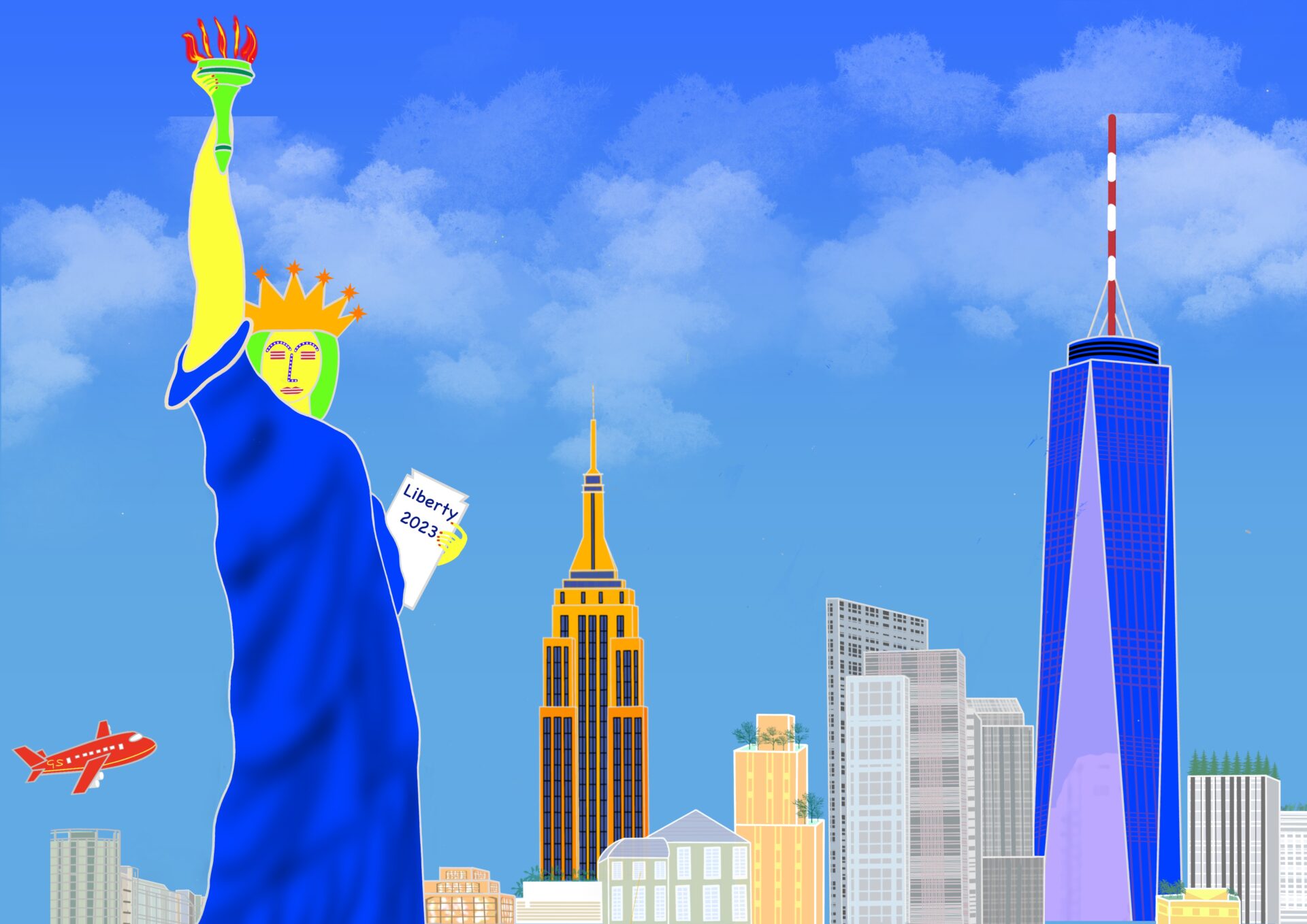 Freiheitsstatue / Statue of Liberty in New York - Digital Painting - Gabriele Schreiber - travelpaintings -01