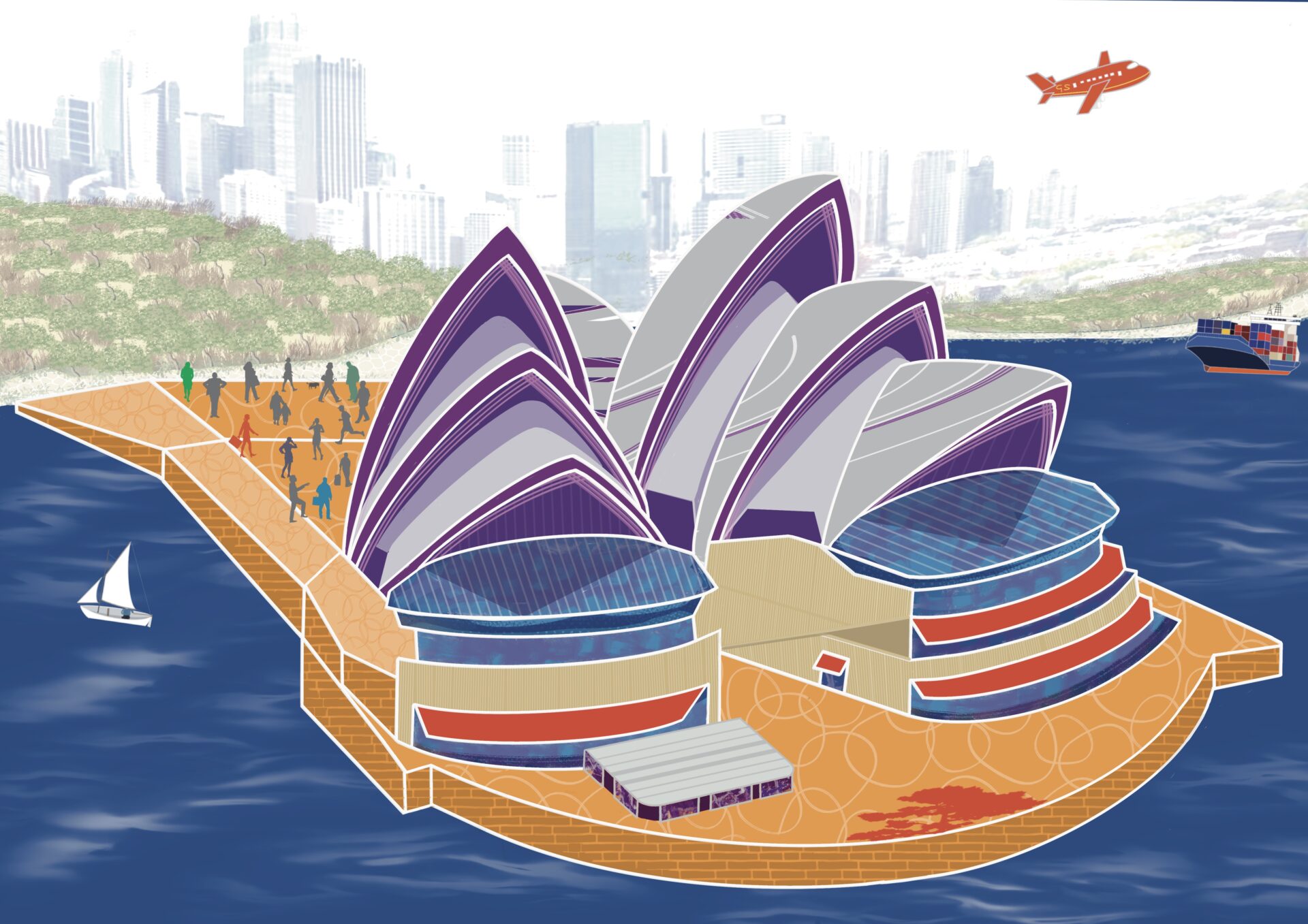Opernhaus Sydney, Australien / Sydney Opera House, Australia - Digital Painting, Gabriele Schreiber, travelpaintings.de