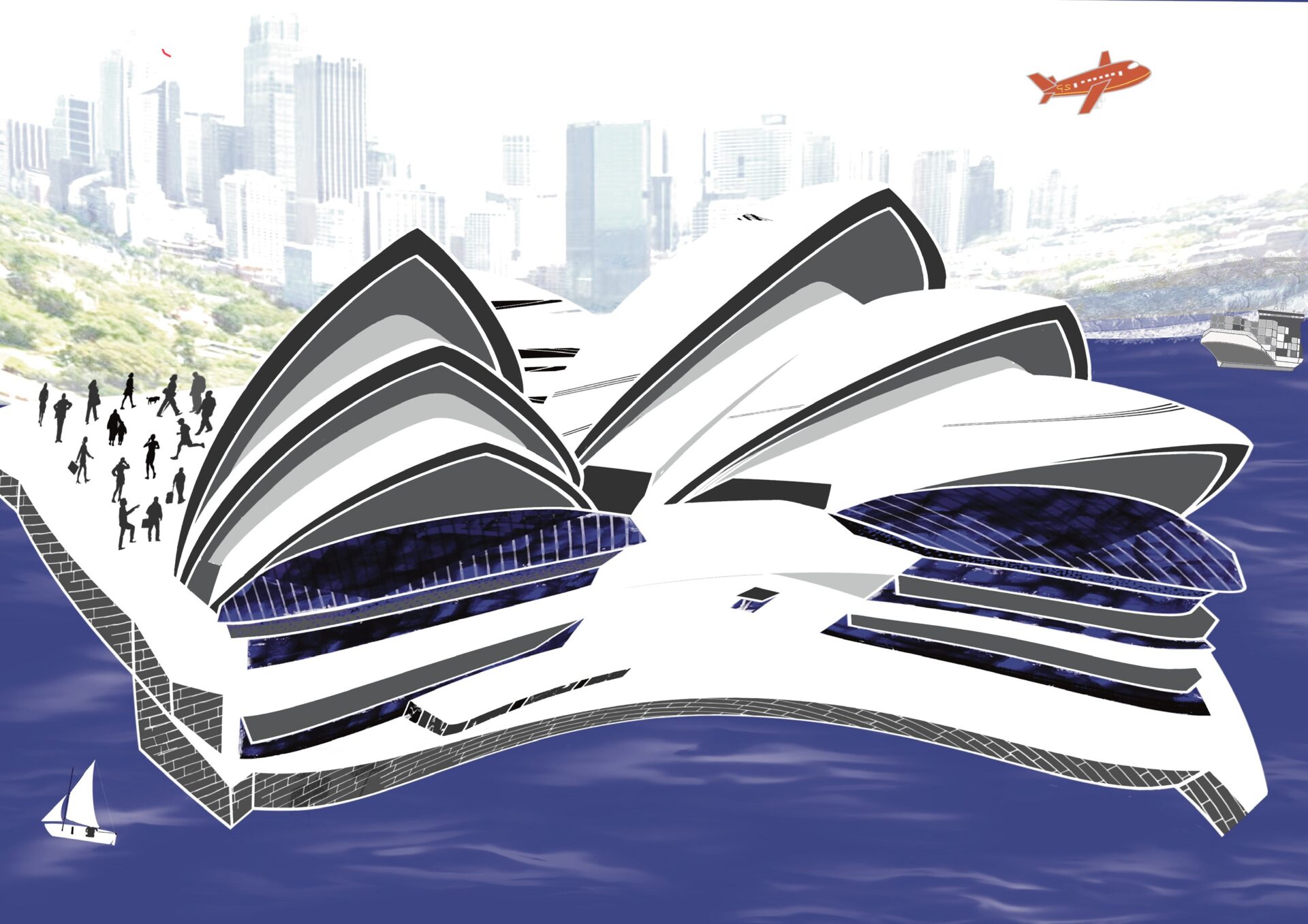 Opernhaus Sydney, Australien / Sydney Opera House, Australia - Digital Painting, Gabriele Schreiber, travelpaintings.de